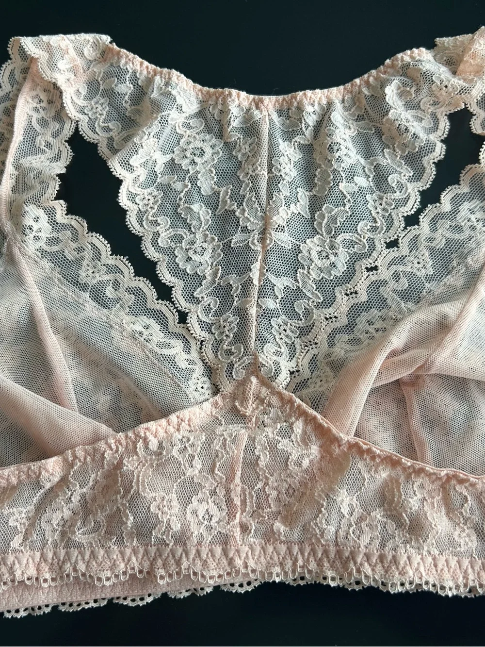 Victoria’s Secret Floral Lace Bralette XL Racerback blush Peach